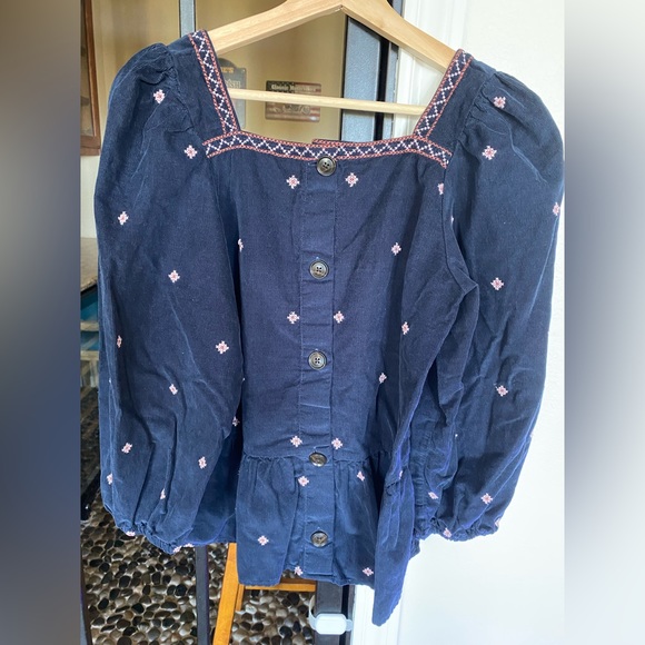 Madewell embroidered babydoll peplum corduroy top - Picture 5 of 5